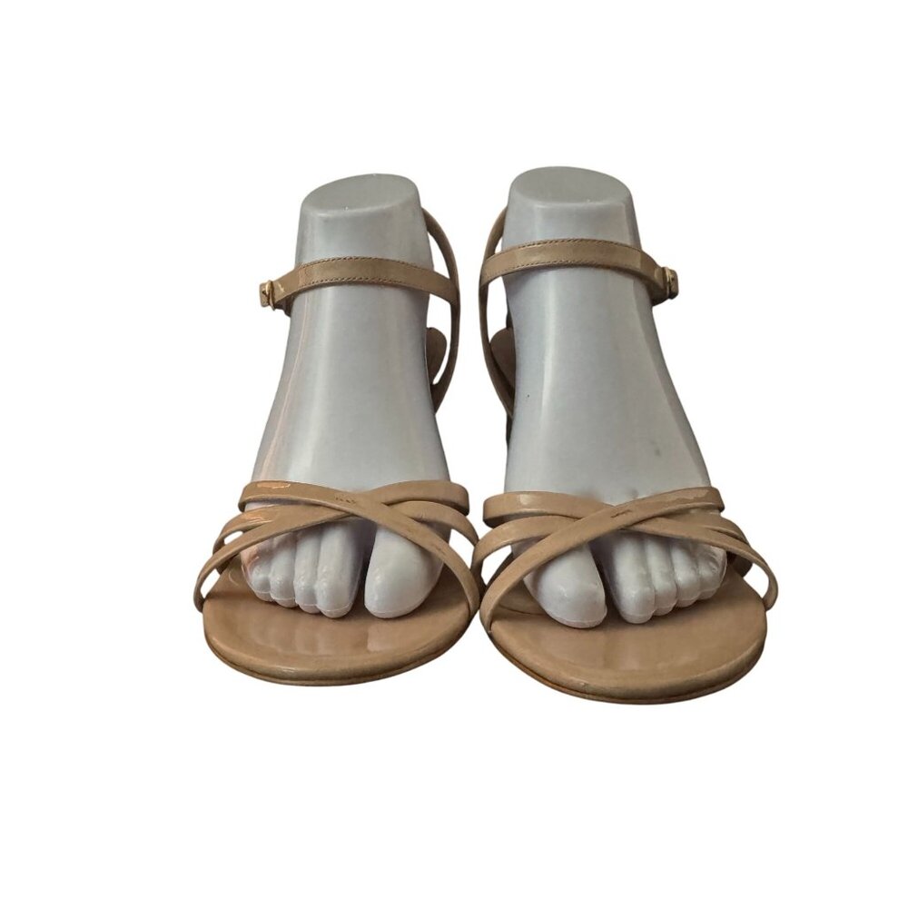 Stuart Weitzman Starla Strappy Block Heel Sandal Golden Beige, Size 10 WORN ONCE - Picture 3 of 11